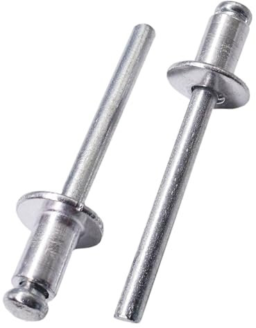 SKIR'CO Lot de 100 rivets aveugles en aluminium 6,0 x 12 mm, mandrin en acier, rivets pop à tête bombée DIN 7337