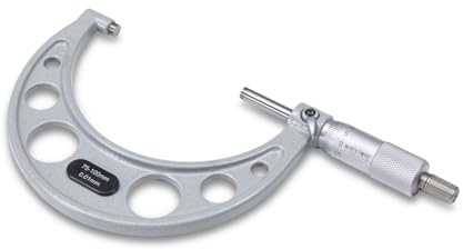 WIKISTORE PROFESSIONELLER MIKROMETER 75-100 mm, Zentesimalmikrometer, Industrielle Präzision mit Aluminiumlegierungsbogen, Reibungssystem und Hebelverriegelung, Präzises Arbeitswerkzeug