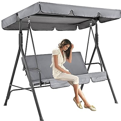 MEOYCHB Swing Canopy Replacement,Waterproof Porch Swing Canopy Replacement,Outdoor Garden Swing Seat Sun Shade Cover,Durable Patio Hammock Canopy