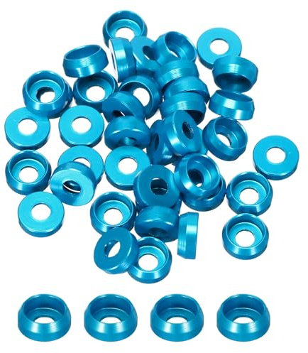 QUARKZMAN Rondelles Coniques M2 Avec Trou de 2 mm/0,08, Rondelles de Tête de Coupe en Aluminium pour Vis RC/FPV/PC/Drone/Accessoires Mécaniques, Lot de 40 (Bleu Clair)