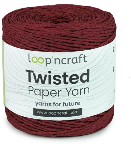Loopncraft Papiergarn, Rot, 250m - 150g, Twisted Paper Yarn, Natürliches Papierkordel - Black Friday