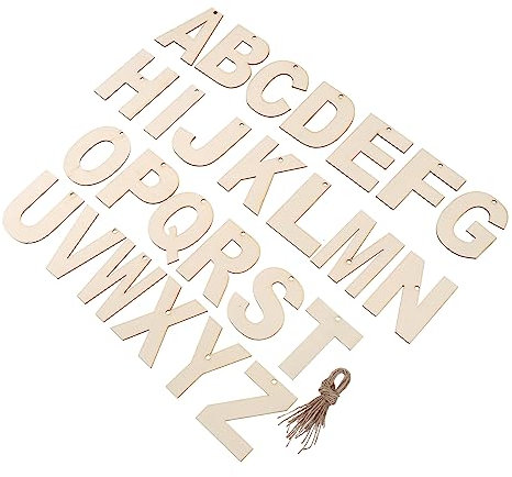 VILLCASE Holzbuchstaben-set in Naturfarbe 26-teilig Zum Basteln Alphabet-buchstaben Unlackierter Buchstabenanhänger Für Die Inneneinrichtung