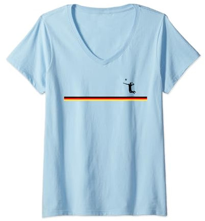 Damen Volleyball Beachvolleyball Herren Männer Deutschland Outfit T-Shirt mit V-Ausschnitt