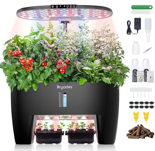 DRYADES Kit sistema di coltivazione idroponica, 16 baccelli, giardino di erbe intelligente con modalità germoglio, può piantare in anticipo e luce LED a spettro completo da 24 W, fioriera da giardino