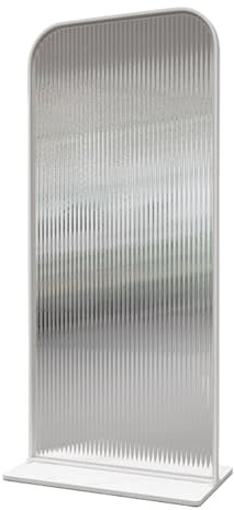 Freestanding Privacy Glass Screen for Outdoor Patio Livingroom, 67'' Movable Privacy Room Divider, Office Single Panel Partition/Decorative Screen(White,100cm(39 3/8))