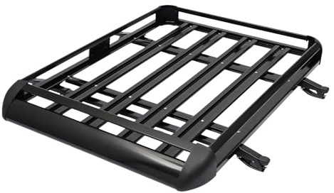 Oxylonty svart aluminium takräcke korg 127 x 97 cm, universell takhållare, korg, badkar, lastbil, relinghållare med barer, svart