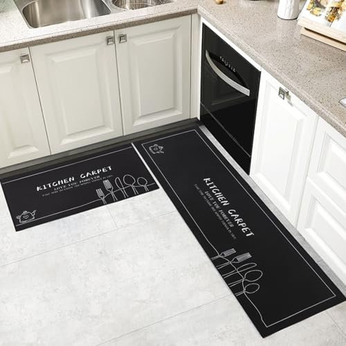 LHHMZ Juego de 2 alfombrillas antideslizantes para cocina, comedor y entrada, 40 x 60 cm + 40 x 120 cm