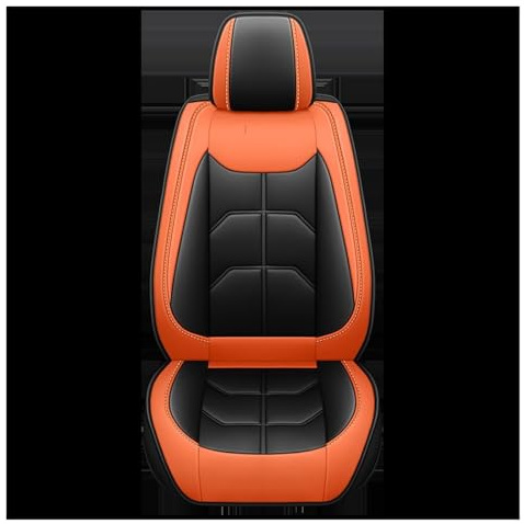 TETARI Auto-Schonbezüge 1 PC Für Clio Für FIAT Für Panda Für Lancia Für Ypsilon Universal PU Leder Autositzbezug Sitzbezüge Auto(Black Orange)