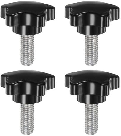 QUARKZMAN 4 Stück Rändelschraube M10 x 25mm Flügelschrauben mit Gewinde, Verzinkte Kohlenstoffstahl Knebelschraube 39mm Rund Klemmschraube Sterngriffschraube Klemmhebel für Möbel Maschine