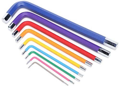 MOZUO Juego de Llaves Allen de Cabeza Plana de 9 Piezas, Juego de Llaves Allen de Colores, Juego de Llaves Allen para Herramientas de Mantenimiento de Taller
