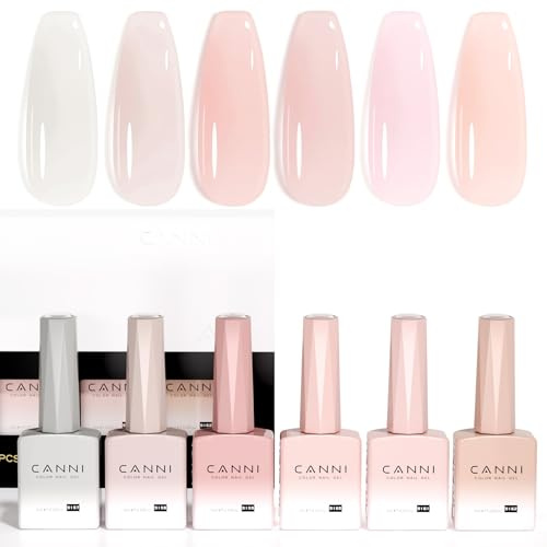 CANNI Vernis Gel Semi Permanent 6 Couleurs Transparent nude 9ml | Transparent nude Blanc laiteux Rose Violet UV LED Soak Off Gel Nail Polish DIY Manucure Nail Art Longue tenue
