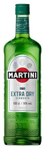 MARTINI Extra Dry Apéritif Vermouth Blanc, 18% vol., 100cl / 1L, Vermouth Italien Brillant Infusé avec des plantes botaniques sélectionnées à la main