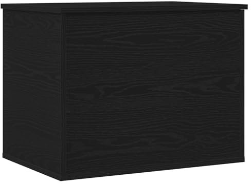 vidaXL Baule Contemporaneo in Rovere Nero MDF Legno 60 X 42 46 cm Ampio Design Minimalista Ottimo per Soggiorno e Camera da Letto Baule Decorativo Moderno Scatola Organizzatore Soluzioni Mobili per