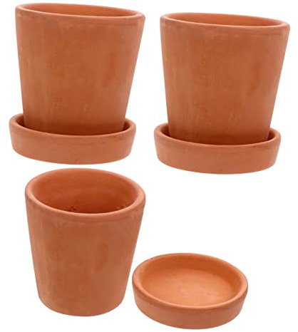 Toyvian 3juegos Maceta de Terracota Pintada para Jardinería Maceta para Suculentas y Bonsái con Soporte Inferior Contenedor para Plantas de Cerámica para Plantas Pequeñas y Decoración