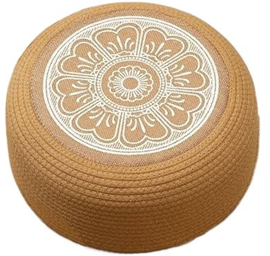 Gvblkq Outdoor Ottoman Pouf, Round Woven Pouf and Ottoman, Floor Seating Design, Comfortable, Functional, and Cozy, Ideal for Deck, Patio, Garden, Poolside and Living Spaces, 40cm, 50cm, 20cm
