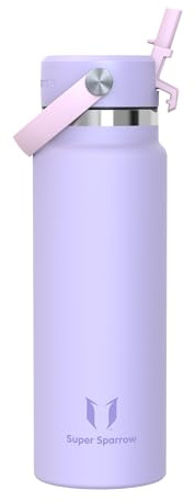 Sparrow Borraccia Termica 500ml/750ml/1L - Borracce Bambini con Cannuccia | Bottiglia Senza BPA & Perdite, Lavastoviglie, Caldo & Freddo, Scuola,Sport,Viaggio - SwivelSip Borraccia Tappo Flex Cannuccia