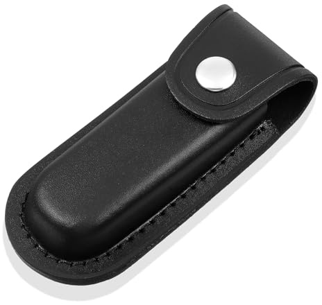 Messertasche Leder für Gürtel 12.2cm Messerscheide Leder mit Druckknopf und Gürtelschlaufe Klappmesser Gürteltasche Etui Tragbare Tasche Messer Etui für Outdoor-Klettern Camping Radfahren und Wandern