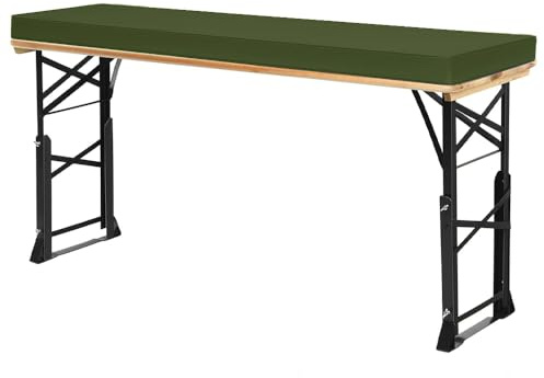 EXZFW Bankauflagen Gepolstert 220x25cm Bierbankauflagen Outdoor, Sitzkissen Bank, Biertischgarnitur Auflagen 3cm Dick, Mit ReißVerschluss Bierzeltgarnitur Auflage Bankpolster,Green 25,110X23X3CM