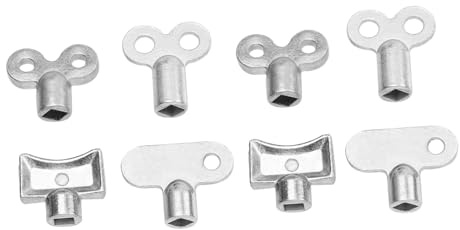 HONITANO 8pcs Radiator Valves Keys 4mm Radiator Key for Radiator | Zinc Alloy Silver Finish, Bleed Hole Key Set for Air Blockage Removal, Good Compatibility