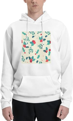 Pdnadfbek Photinia Arbutifolia Men'S Long Sleeve Fleece Hoodie Sweater With Pocket Print Casual Outdoor Sport White