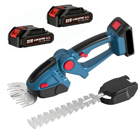 Cisaille à gazon et taille-haie 2 en 1 pour batterie Makita, 21 V, avec 2 batteries de 2000 mAh et chargeur, sécateur électrique sans fil pour cour, jardin, pelouse