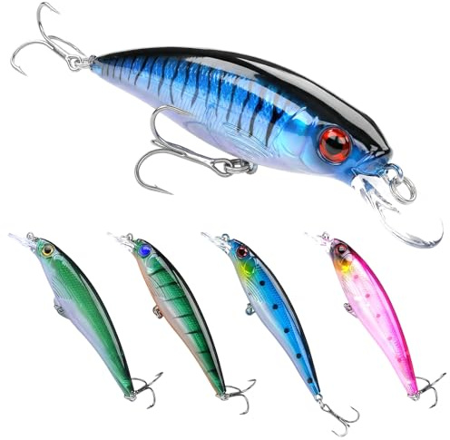 UxuoQxa Hecht Köder, Wobbler Set mit fünf Ködern, Größe 11 cm Gewicht 13 g, Angelzubehör für Süß- und Salzwasser, Universeller Fischköder, Effektives Angeln in verschiedenen Gewässern