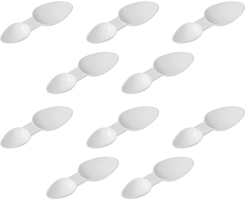 Medicine Spoon, 5ml Spoon, 10 PCS Double-Sided Reusable MedicineSpoons, 5ml Re-usable MedicineSpoons, Perfect for Scooping Protein Powder, Measuring Sugar, Medicine, Milk Powder(White)