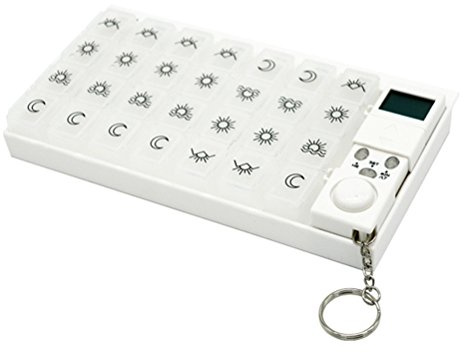BESTOMZ Pillenbox Mit Alarmfunktion 7 Tage 28 Fächer Medikamentenbox Mit 5 Alarmgruppen Und Leuchtender Lcd Hintergrundbeleuchtung Für Medikamente Und Vitamine