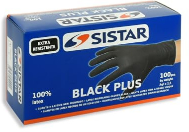 SISTAR Black Plus Latex-Handschuhe, schwarz, 100 Stück, Gr. L
