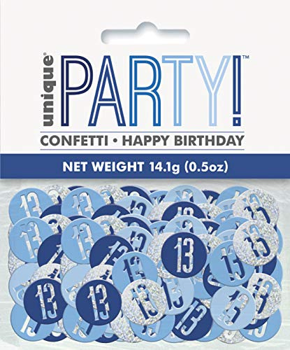 Unique 83835 Blue Prismatic 13th Birthday Confetti, 5 oz 1 Pack, Age 13