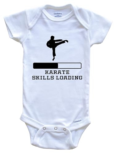 Karate Skills Loading Funny Martial Arts Humor One Piece Baby Bodysuit, 0-3 Months White