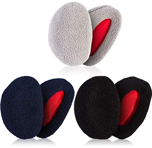 Whaline 3 Pairs Ear Warmers Bandless Ear Muffs Unisex for Winter Outdoors (Dark Color, M)