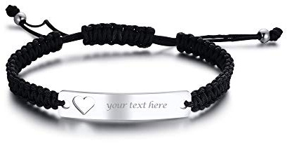 VNOX Personalisierte Gravur Paare Schwestern Freundschaft Brautjungfer Familie Schmuck-Set für 2/3/4/5 Edelstahl Geflochtene Hohl Herz Bar Armband für Frauen Männer