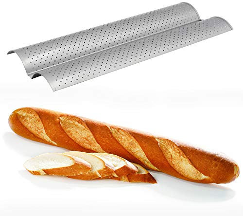 erbai Backblech für 2 Baguettes Antihaftbeschichtung Baguette Baguette Form Baguette Farbe zufällig