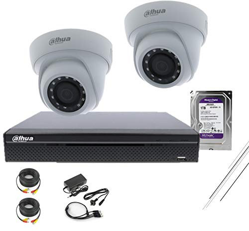 Dahua-Kit de vidéosurveillance 2 caméras Full HD Domo Hdcvi Disque 1 To Violet Cctv Malaga Maison ou Entreprise Installation facile