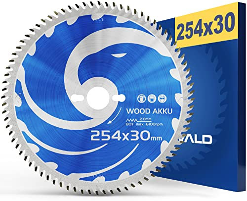 FALKENWALD® Akku Sägeblatt 254x30 Ideal für Holz - Kompatibel mit Bosch PTS 10, Sägeblatt 254x30, Sägeblatt Bosch GTS 10 XC sowie Freud Sägeblatt 254