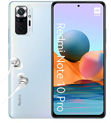 XIAOMI Redmi Note 10 Pro - Smartphone 6+64GB, 6,67” 120Hz AMOLED DotDisplay, Snapdragon 732G, 108MP Quad Caméra, 5020mAh, Bleu Glacier (Version Française + 2 Ans de Garantie) Exclusivité Amazon