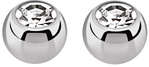 Titan Piercing Schmuck Verschluss Kugel in 1,2 x 4 mm, gefaßter Zirkonia in vielen Farben wählbar