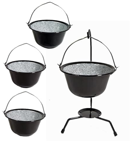 4er Set 0,8L Gulaschkessel Emaille und Kesselständer = 14,98€/Set