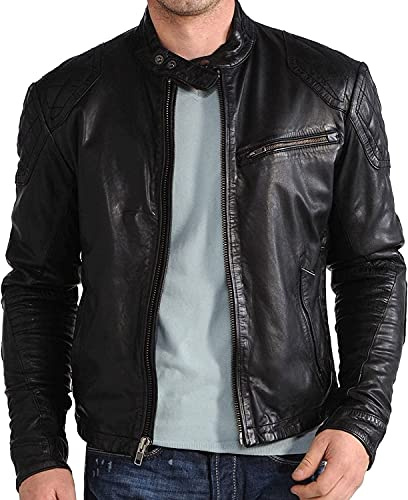 HiFacon Alex Mercer Veste de motard en cuir brodé Motif dragon Noir