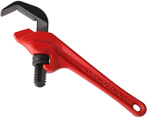 Candeon 9-1/2-Inch Pipe Wrench, Offset Hex Wrench Heavy Duty Plumbing Wrench Chrome Vanadium Steel Pipe Wrench Plumbing Tools with Large Jaw Width, 1-1/8 to 2-5/8 (29-67mm) Pipe Capacity