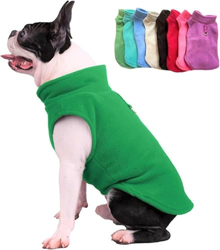 JACKO & CO Fleece-Weste mit Ring für die Leine, weich, leicht, atmungsaktiv, für Welpen, kleine bis mittelgroße Hunde, Kätzchen, Katzen, warm für Frühling, Herbst, Winter (Grün, Größe XS, 0,9-1,8 kg)