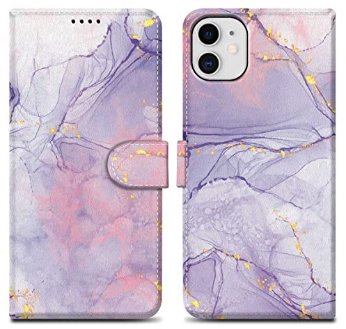 Cadorabo Hülle kompatibel mit Apple iPhone 11 Handyhülle ausim Muster Design Premium Kunst Leder Flip Klappbare Stoßfeste Magnetische [Standfunktion] Case Hülle für iPhone 11 in Lila