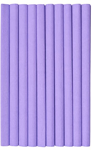 Krepppapier 50x200 cm Crepepapier für Handwerke, Kräuselpapier zur Dekoration, Schulpapier, Rollenpapier Elastizität, nicht abfärbende Farben, lila Packung 10 Stück, lilly