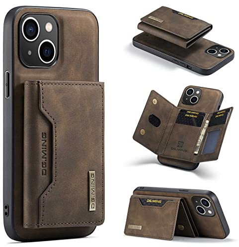 ZCDAYE for iPhone 13 Case with Magnetic Wallet, Khaki | Premium Leather Phone Case with Card Holder, Powerful Magnets, Practical Cases for Women Man, Durable Protective Phone Cover