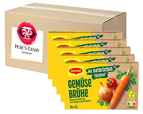 Pere's Candy Bundle für Maggi Klare Gemüsebrühe 5erPack - 5 X 8 X 1L (5 X 168G WÜRFEL) + Pere's Candy Notepad DIN A7-25 Blatt