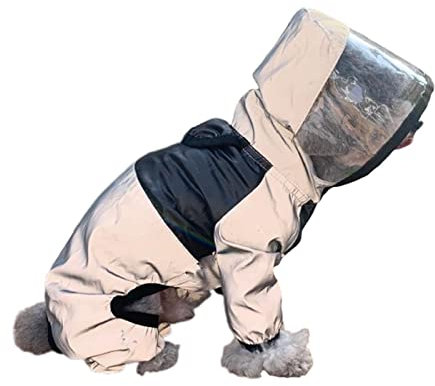 JUSHZ Regenmantel Hund Wasserdicht Regenjacke Hund Hunderegenmantel Hunderegenjacke Regenmantel Klein Große Kapuze Mit Beinen Pet Regencape 4 Beine Einfach Zu Säubern (XS,Black)