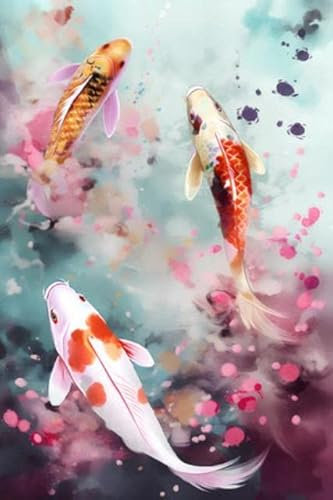 adrium Acryl-Bild 50 x 80 cm: Koi-Fische im Aquarellstil. Bunte Koi-Fische (201163973)