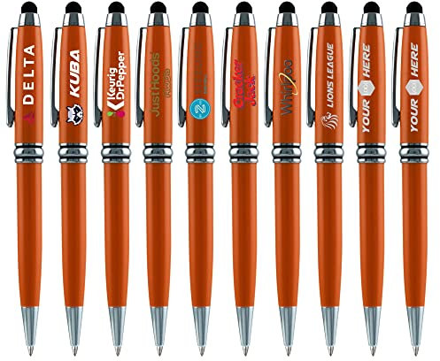 Penne a sfera pubblicitarie personalizzate con stilo - 100 penne/confezione, stampa con il tuo logo o messaggio, corpo in metallo Inchiostro nero, regalo per banca, ufficio, hall di hotel