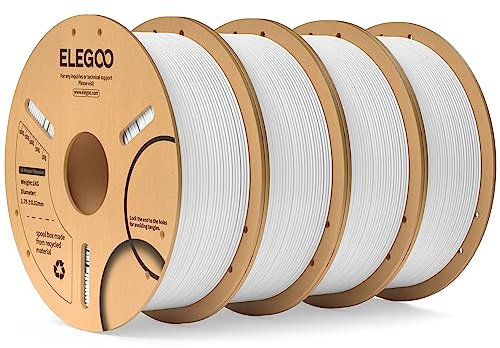 ELEGOO PLA Filament 1.75mm Weiß 4KG, 3D Drucker Filament Maßgenauigkeit +/- 0,02 mm, 4kg Pappspule (8.8lbs) Filament-3D-Druckmaterialien Passt für die Meisten 3D Printer